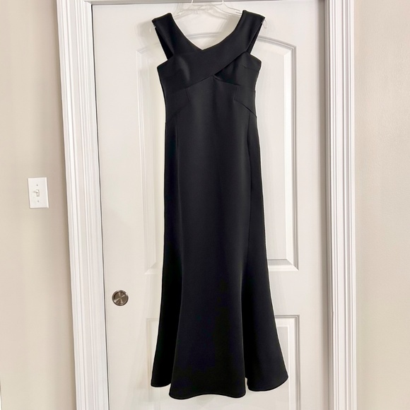 Calvin Klein long black dress fishtail mermaid formal gown wedding sexy NWT - Picture 2 of 10